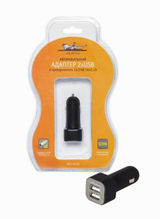 Изображение Зарядное устройство телефона AIRLINE 2хUSB 1А+2.1А в прикуриватель 12/24В ACH-2U-04