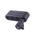Изображение Разветвитель прикуривателя 4 гнезда + USB SKYWAY Черный, предохранитель 10А, USB 1A