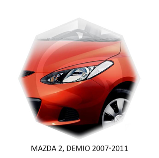 Изображение Реснички на фары MAZDA 2, DEMIO 2007-2011г (хетчбек) под покраску 2 шт.   