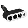 Изображение Разветвитель прикуривателя 3 гнезда + USB SKYWAY Черный, предохранитель 5А, USB 500mA