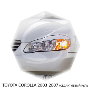 Изображение Реснички на фары TOYOTA COROLLA 2003-2007г (седан) левый руль американец под покраску 2 шт.