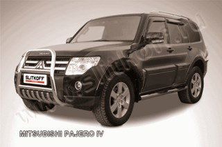 Изображение Кенгурятник Mitsubishi Pajero IV 2006-2020 d57 высокий с защитой картера