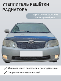 Изображение Утеплитель радиатора для Toyota Corolla 2004-2006 на праворульный автомобиль